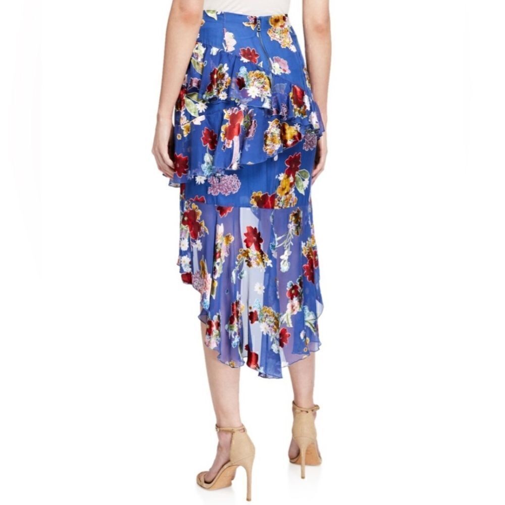 Alice + Olivia Floral Tiered Ruffle Skirt 2 Coquette Girl Fairy Coastal - Picture 6 of 9
